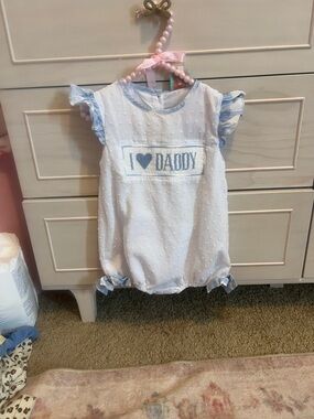 I ♥ Daddy White & Light Blue Baby One-Piece